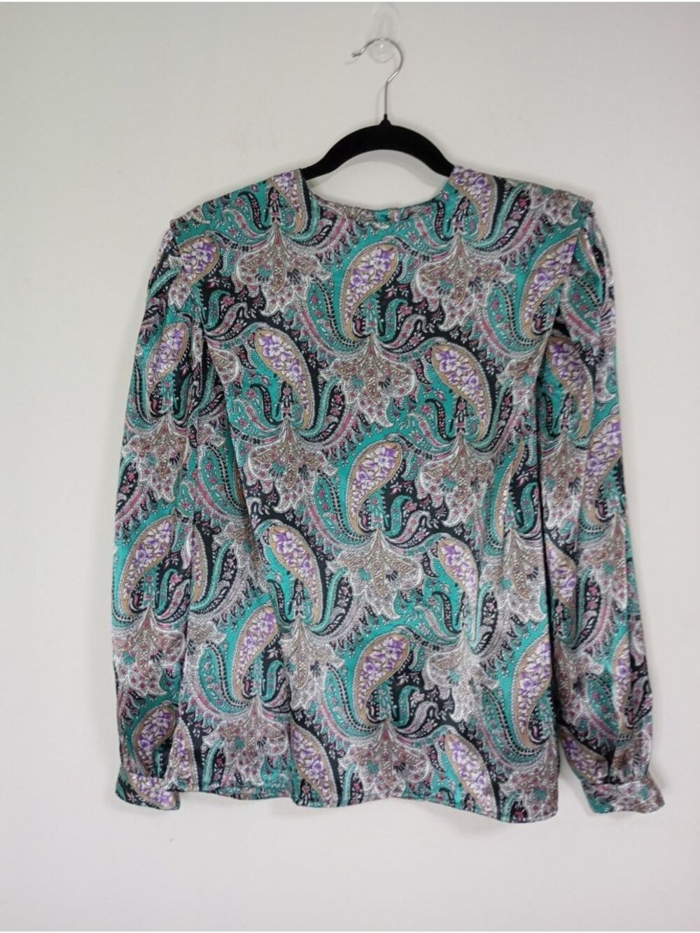 Vintage Tess Paris Milano Womens Floral Paisley Blouse Satín Size 6 Multicolor